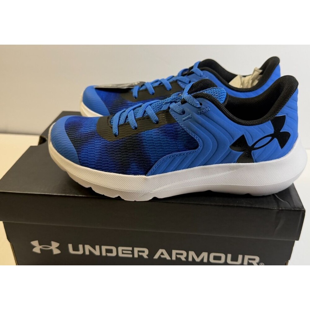 Boys Under Armour No Tie Blue/Black Sneakers Size 13K/ BPS Outhustle-2AL  NEW